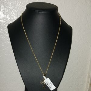 Elegant .925 Gold Plated Cross Pendant & 18" Necklace